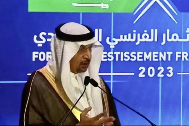 وزير الاستثمار السعودي المهندس خالد الفالح خلال مشاركته في منتدى الاستثمار الفرنسي - السعودي (الشرق الأوسط)