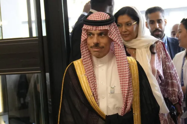  Prince Faisal bin Farhan and Princess Rima bint Bandar, in Paris on Tuesday (AP)