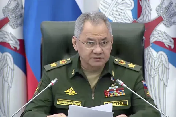 Rusya Savunma Bakanı Sergey Şoygu geçen salı günü Moskova'da konuşma yaptı. (EPA)