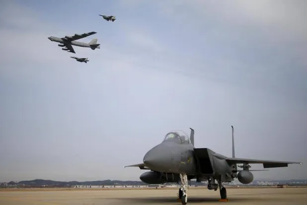 قاعدة أوسان الجوية في بيونغ تايك بكوريا الجنوبية حيث سيتم افتتاح مركز عمليات الدفاع الجوي والصاروخي الكوري (رويترز)