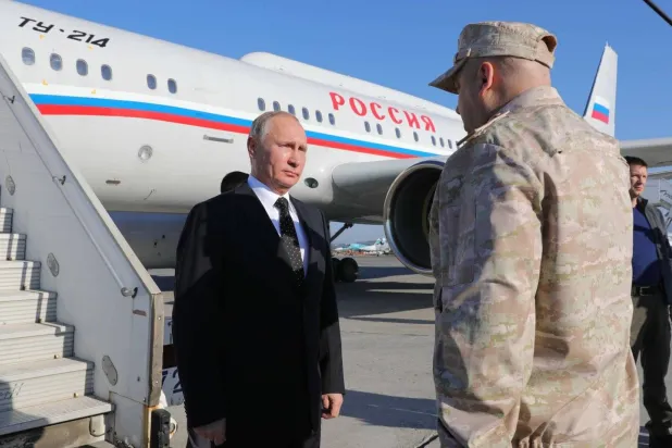 Russian President Vladimir Putin during his visit to the Hmeimim base in Latakia (File photo: AP)