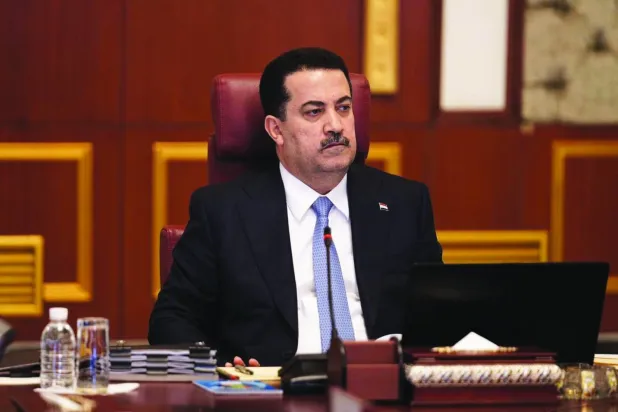 Sudani, Irak hükümetinin bir toplantısına başkanlık ederken (Irak Başbakanlığı)