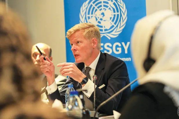یمن کے لیے اقوام متحدہ کے ایلچی ہانس گرنڈبرگ (اقوام متحدہ کی ویب سائٹ سے)