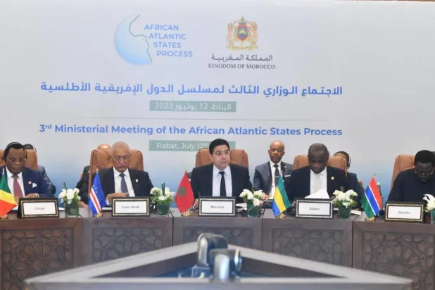 Rabat’ta yapılan Atlantik Afrika Devletleri Süreci’nin üçüncü bakanlar toplantısının açılış oturumundan bir kare (Şarku’l Avsat)