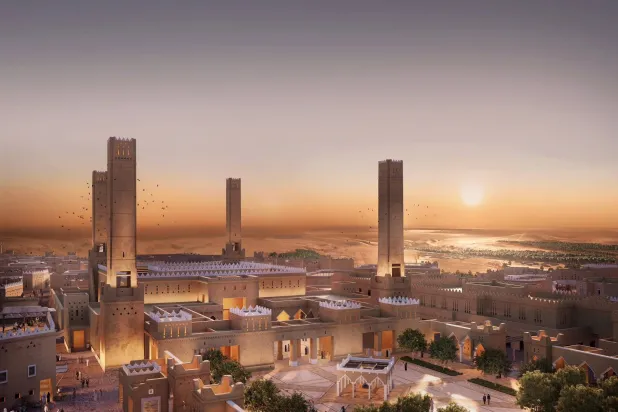 تحرص الهيئة على أن تحقق التصاميم كافة معايير الاستدامة والمحافظة على الطراز النجدي المعماري (هيئة تطوير بوابة الدرعية)