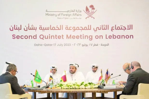 Doha'da düzenlenen beşli komite ülkeleri toplantısından bir kare (Katar Dışişleri Bakanlığı)