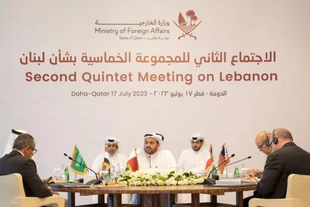Members of the quintet meet in Doha. (Qatari Foreign Ministry)