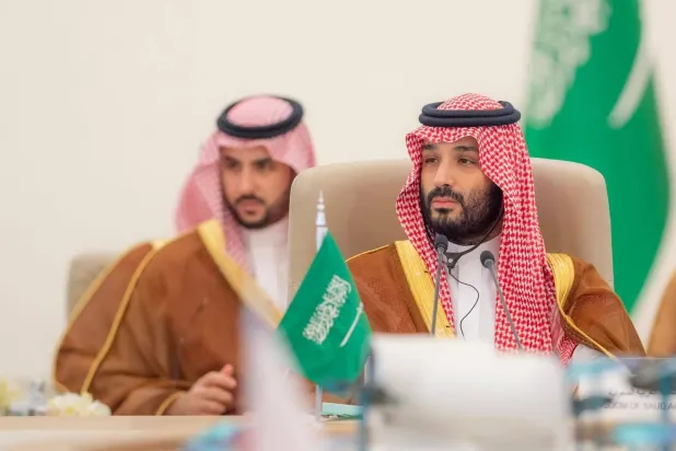 الأمير محمد بن سلمان لدى ترؤسه أعمال القمة الخليجية مع دول وسط آسيا في جدة (واس)