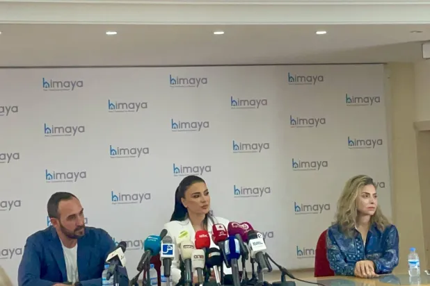 خلال المؤتمر الصحافي الذي جمع ماغي بو غصن وجمعية «حماية» (الشرق الأوسط)