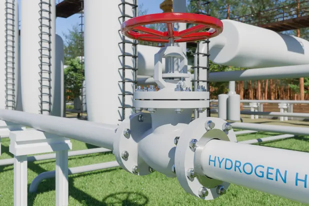 أنابيب هيدروجين في منشأة للهيدروجين الأخضر (غيتي)