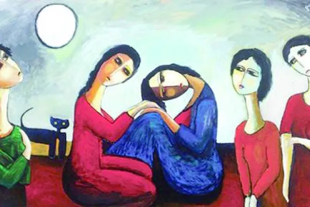 
المرأة في لوحة فنية لتغريد البقشي عام 2007