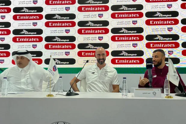 جانب من المؤتمر الصحافي لمساعد مدرب السد (الشرق الأوسط)