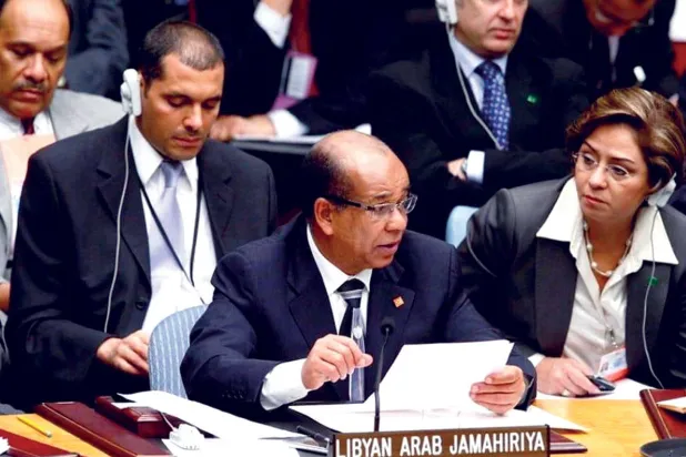  شلقم ممثلاً بلاده في إحدى جلسات مجلس الأمن الدولي