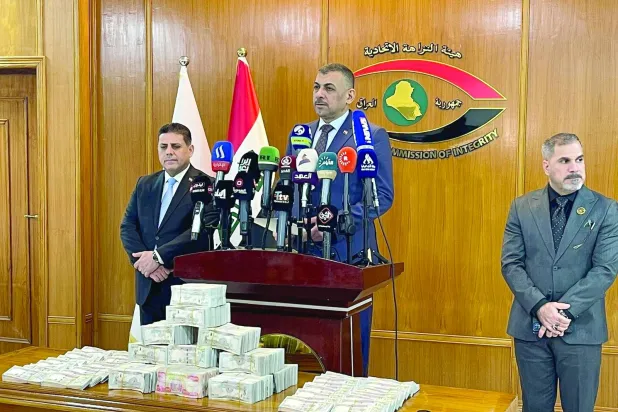 
القاضي حيدر حنون خلال مؤتمر صحافي في بغداد (وكالة الأنباء العراقية)