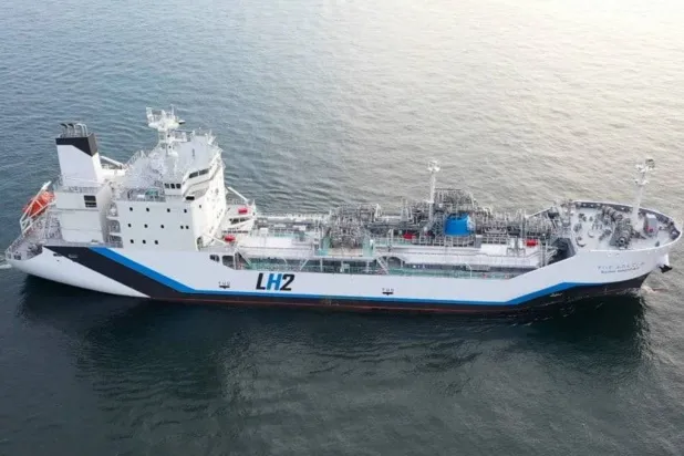 The ship that transported the world’s first liquefied hydrogen shipment from Melbourne, Australia to Japan (Getty Images)