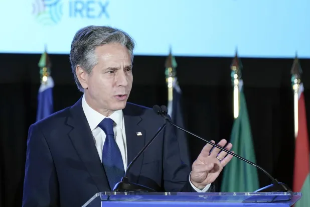 وزير الخارجية الأميركي أنتوني بلينكن يتحدث خلال مؤتمر صحافي في واشنطن 2 أغسطس 2023 (أ.ب)