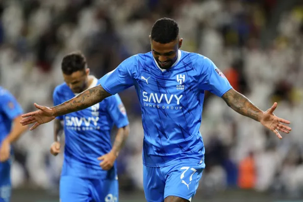 مالكوم محتفلاً بهدفه في مرمى الشباب (تصوير: عبد العزيز النومان)