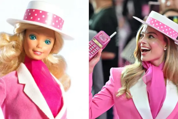 الممثلة مارغو روبي تطل بأحد أزياء الدمية باربي خلال افتتاح الفيلم في سيول (أ.ف.ب/ ماتيل)