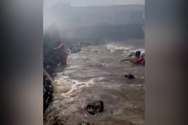 لقطة من الفيديو الذي يظهر سكان لاهاينا بعد الإلقاء بأنفسهم في المحيط