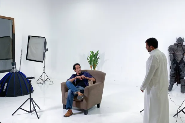 Bader al-Balawi with Saud al-Hazani while shooting the
documentary. (Photo by the director).