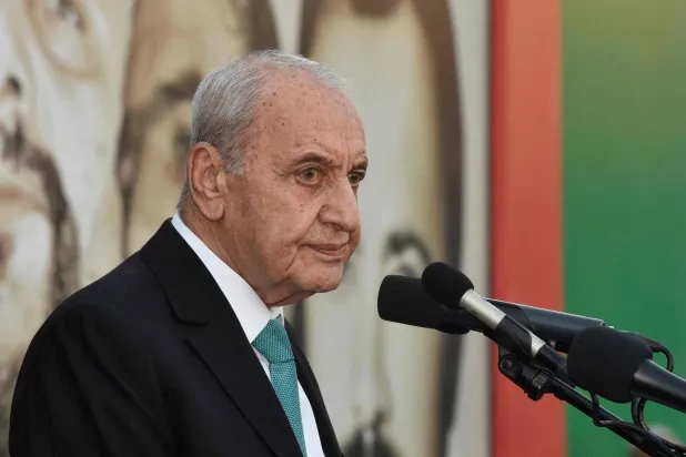 Speaker Nabih Berri, during his speech in which he called for dialogue (AFP)