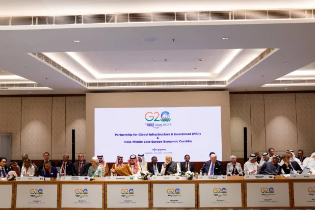 من اجتماعات قادة دول «مجموعة العشرين» في نيودلهي (رويترز)