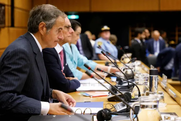 IAEA director Rafael Grossi opens the work of the Board of Governors in Vienna (Reuters)