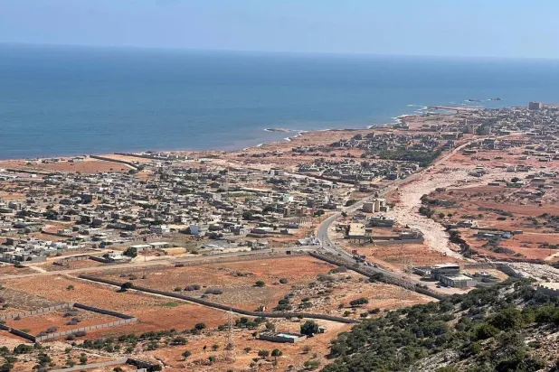 لقطة عامة لمدينة سوسة في أعقاب الفيضانات فيها في 15 سبتمبر (رويترز)