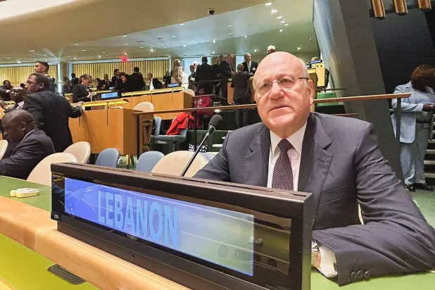 Mikati attends the UN General Assembly sessions in New York. (The Lebanese government’s X page)