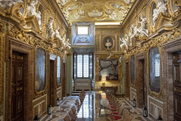 غرفة الطعام في فندق «بالاتزو فيلون» بروما (ماسيمو بيروتي - نيويورك تايمز)