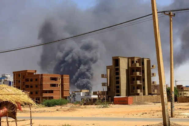 Smoke rises above buildings after an aerial bombardment during clashes between the paramilitary Rapid Support Forces and the army, in Khartoum North, Sudan, May 1, 2023. (Reuters)