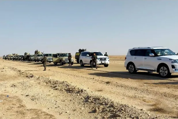 عناصر من «الحشد الشعبي» ينتشرون على الشريط الحدودي غرب الأنبار (تلغرام)