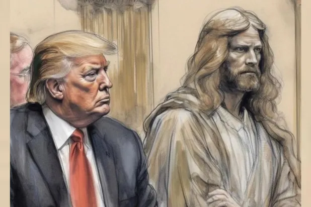 Dolandırıcılıktan yargılanan Trump, kendisini Hz. İsa'yla gösteren çizim paylaştı