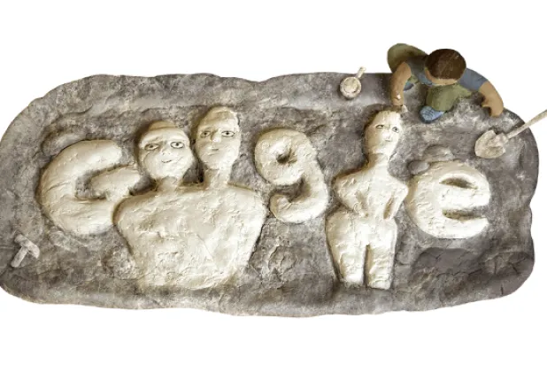 احتفال «غوغل» بتماثيل عين غزال الأثرية (صورة من صفحة «دودل» التابعة لـ«غوغل»)