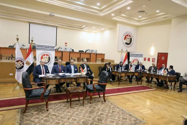 Judges of the National Elections Authority await potential Egyptian presidential candidates (EPA)