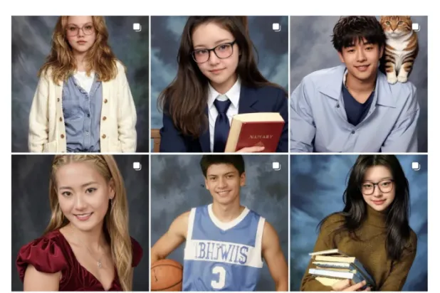 التطبيق يولد ألبوم صور تقدم المستخدم في أوضاع مختلفة وبأشكال وقصّات شعر متنوعة مستوحاة من التسعينات (إيبيك)