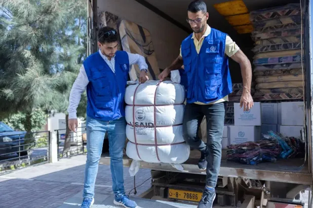 جانب من مساعدات المنظمة الدولية للهجرة للمتضررين في درنة (المنظمة)