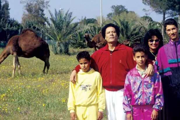 Archives: Gadhafi, his wife Safiya and his sons Saif Al-Arab, Khamis and Al-Muatasem (Getty images)