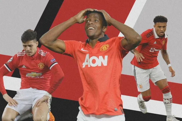 (من اليمين) سانشو وزاها وسانشيز ثلاثي من ابرز المهاجمين الذين تاهوا في مانشستر يونايتد (غيتي)