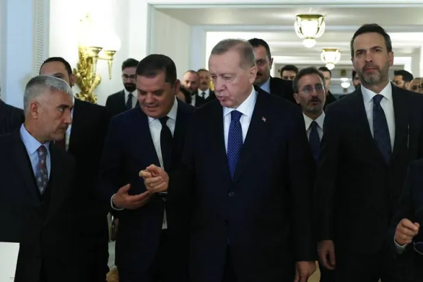 جانب من استقبال إردوغان للدبيبة في إسطنبول الجمعة (الرئاسة التركية)