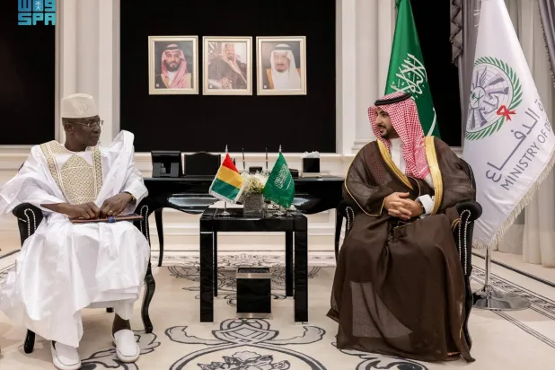 وزير الدفاع السعودي خلال لقائه مع نظيره الغيني (واس)