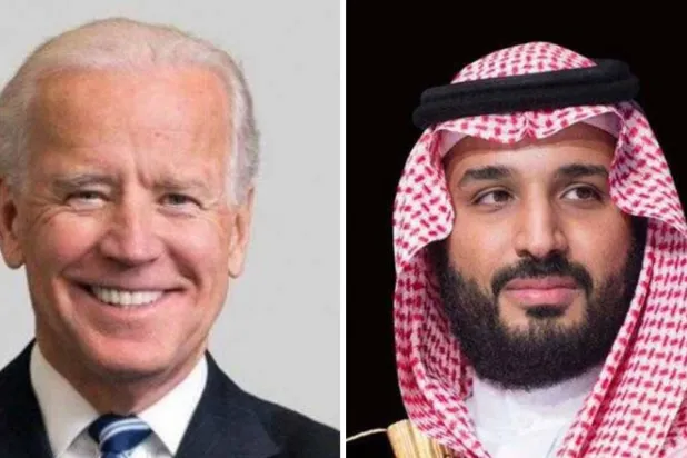 سعودی ولی عہد شہزادہ محمد بن سلمان اور امریکی صدر جو بائیڈن (الشرق الاوسط)
