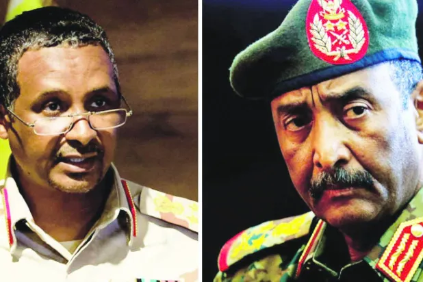 سوڈان میں جنگ کے جنرل البرہان اور جنرل حمیدتی (رائٹرز)