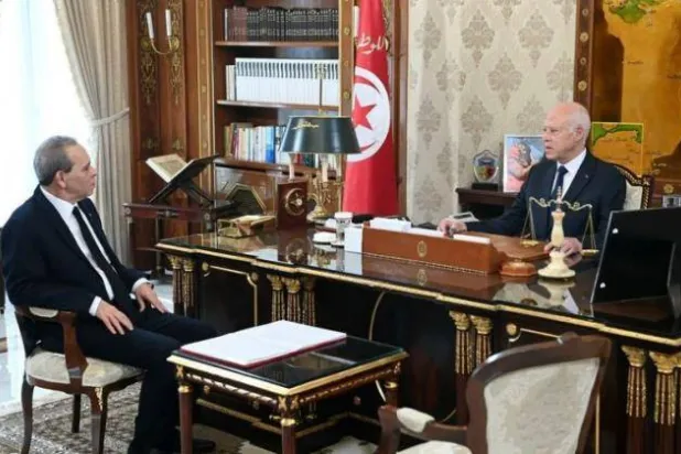 الرئيس التونسي لدى استقباله رئيس الحكومة أحمد الحشاني (موقع رئاسة الجمهورية)