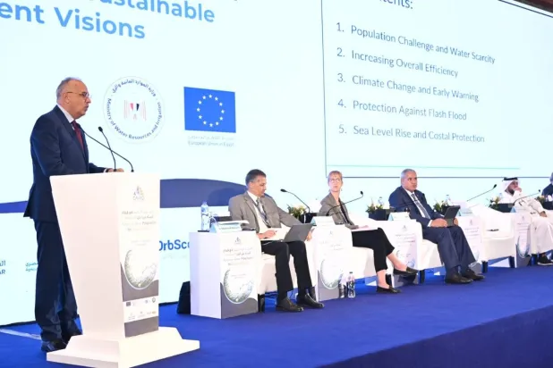 وزير الري المصري هاني سويلم خلال كلمته أمام «أسبوع القاهرة للمياه» (وزارة الري المصرية)