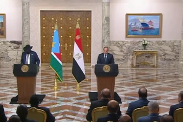 لقطة من فيديو بثته الرئاسة المصرية للمؤتمر الصحافي بين السيسي وسيلفاكير