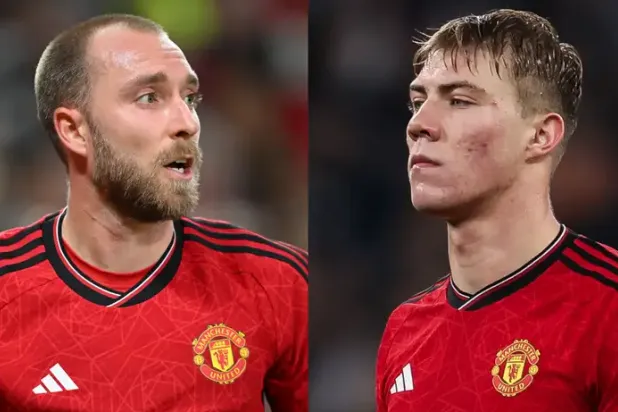 هويلوند وإريكسن غادرا آخر مباراة ليونايتد بسبب الإصابة (غيتي)