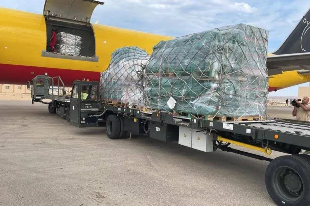 One of the Saudi relief planes as part of the relief air bridge to Gaza (Saudi Embassy in Cairo)