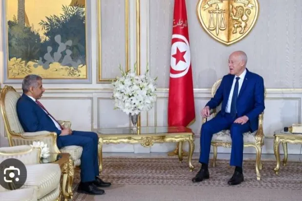 الرئيس التونسي يلتقي الأمين العام لمجلس وزراء الداخلية العرب الذي يوجد مقره بتونس (أرشيف الرئاسة التونسية)