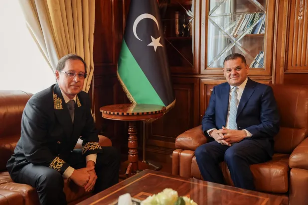 Libya Ulusal Birlik Hükümeti (UBH) Başbakanı Abdulhamid Dibeybe’nin Trablus'taki Rus Büyükelçisi ile daha önce yaptığı bir görüşmeden (UBH)